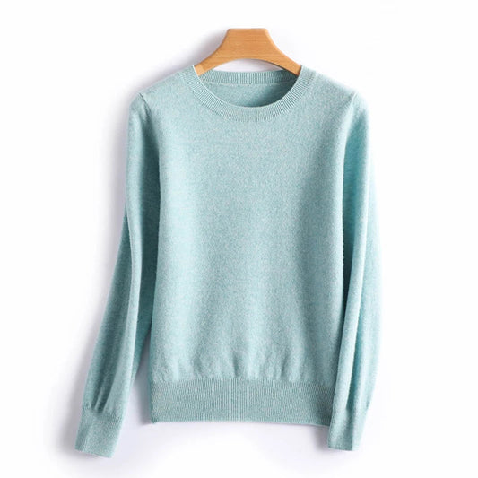 Autumn And Winter Cashmere Sweater Women's Crew Neck Pullover Casual Knitted Top Women's Short Undercoat Fashion 18 Colors SS69