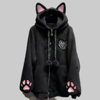 Thicked Women Jackets Cute Cat Ear Hooded Long Sleeve Punk Outerwear Fashion Casual Warm Coats 2025 Ropa Mujer Japanese Y2k Tops