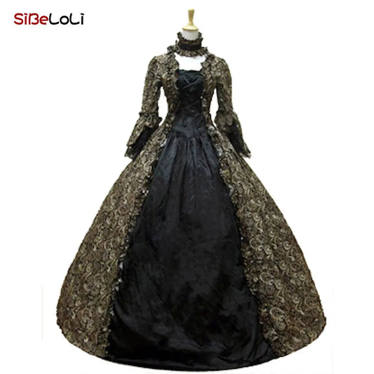 Victorian Masquerade Dresses for Women, Renaissance Dress, 18th Century, Baroque Rococo Marie Antoinette, Historical Clothing SS69 72.69 Coffee Brocade / XXXL