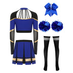 Women's Cheerleading Performance Costume Set with Crop Top and Skirt