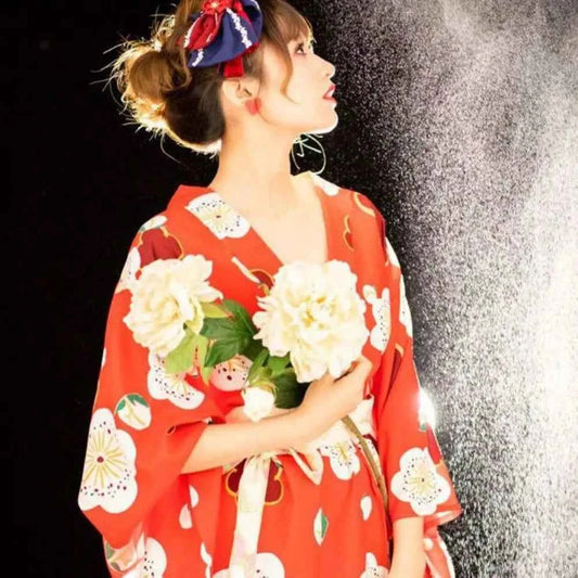Printed Floral Traditional Japanese Kimono Elegance Asian Sakura Girl Kimono Dress Japanese Style New