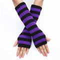 Lolita Striped Women's Knitted Fingerless Arm Sleeves Halloween Gothic Style Long Arm Warmers Girls Punk Striped Elbow Gloves SS69 12.69 PURPLE / One Size