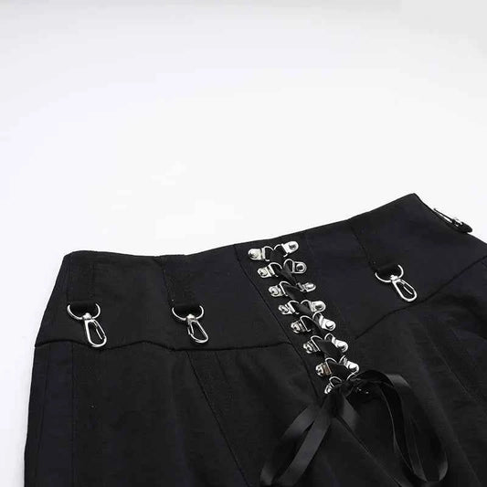 Goth Streetwear Gothic Skirt Women Harajuku Emo Alternative Grunge High Waist Bandage A-line Skirts Y2k E-girl Indie Clothes