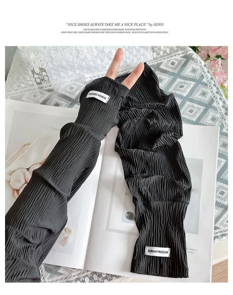 Ice Silk Sunscreen Arm Sleeves - UV Protection for Driving & Cycling
