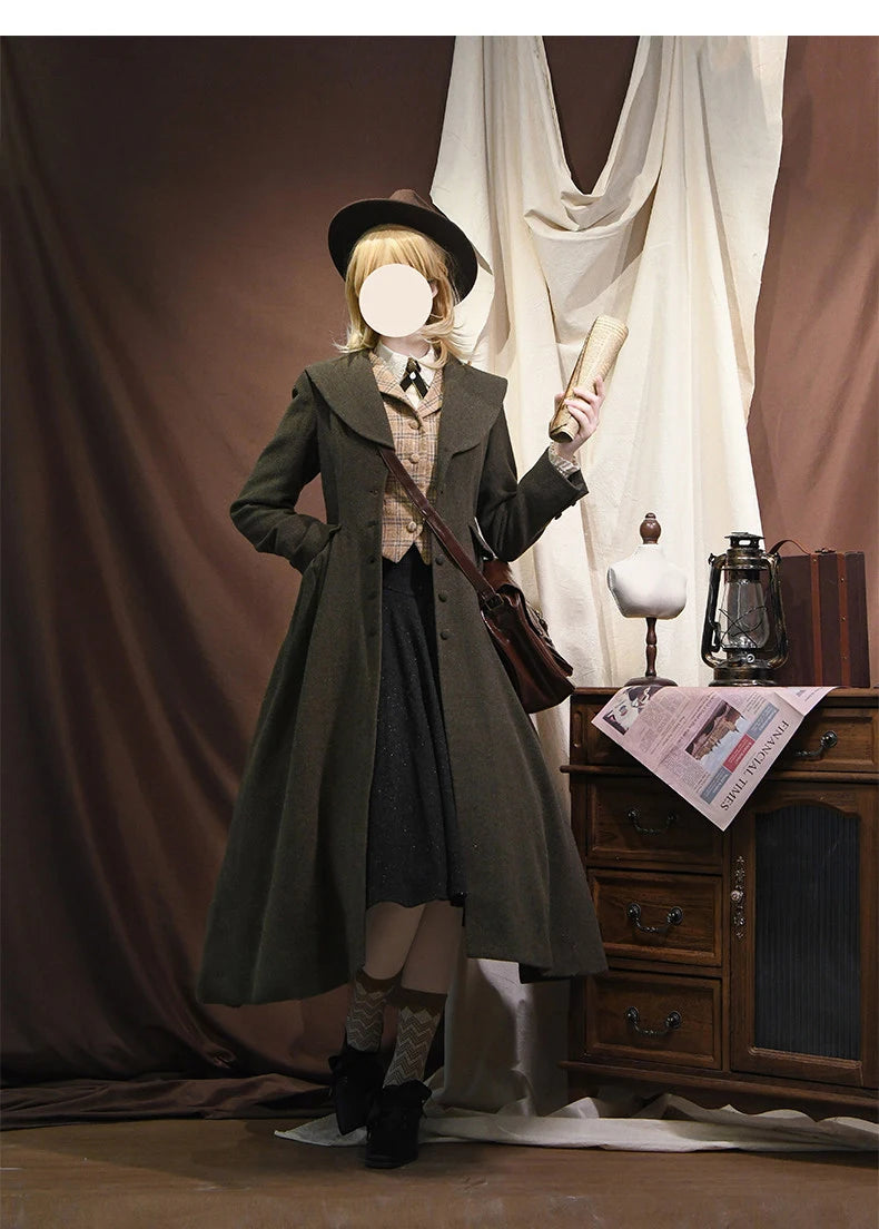 Lautaro Autumn Winter Long Warm Wool & Blends Coat for Women Shawl Collar Single Breasted Elegant Fit and Flare Woolen Overcoat