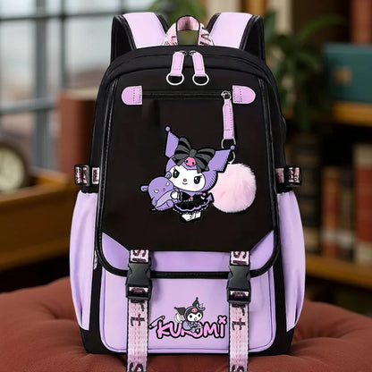 Kuromi Durable Backpack - Cute Purple Travel Daypack for Girls, Large Capacity Foldable Outdoor Rucksack with Adjustable Straps SS69 33.69 Kuromi-B