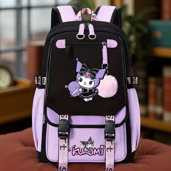 Kuromi Durable Backpack - Cute Purple Travel Daypack for Girls, Large Capacity Foldable Outdoor Rucksack with Adjustable Straps SS69 33.69 Kuromi-B