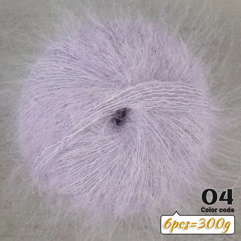 300g Colorful Long-Haired Alpaca Mohair Yarn Handmade DIY Material Knitting Autumn and Winter Fashion Women's Sweater Sweater Jacket Shawl Yarn Ball 1 Piece = 6 Pieces = 300g