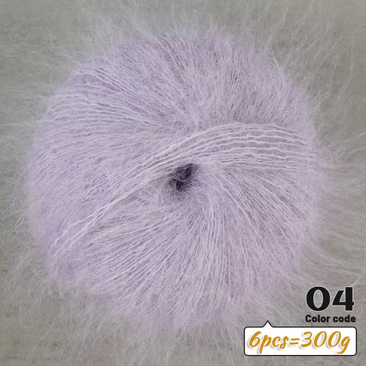 300g Colorful Long-Haired Alpaca Mohair Yarn Handmade DIY Material Knitting Autumn and Winter Fashion Women's Sweater Sweater Jacket Shawl Yarn Ball 1 Piece = 6 Pieces = 300g