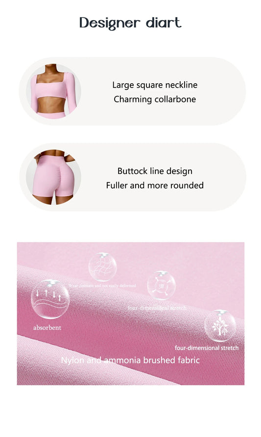 2PCS Yoga Suit Sports Set Women Quick-Drying Gym Set Women Tracksuit Running Workout Long Sleeve Sports Shirt Yoga Clothing SS69