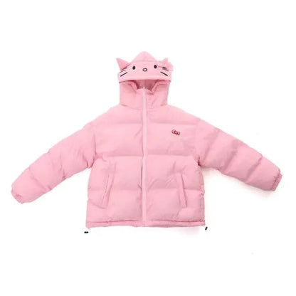 Sanrio Y2K Hello Kitty Winter Women Camouflage Down Jacket Thicken Coat Anime Kawaii Warm Cotton Clothes Tops Girl Student Loose SS69 27.69 D / M