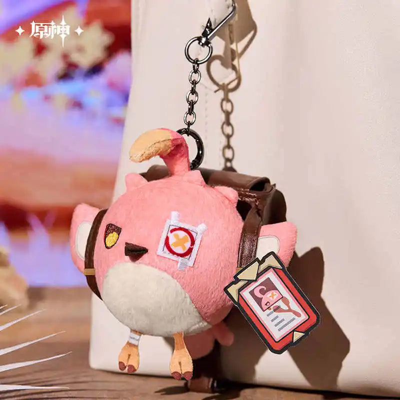 Genuine Mihoyo Genshin Impact Cosplay Diy Accessories Cacucu Pink Plush Sound Pendant Ifa Keychain Mini Storage Bag Toys Gifts