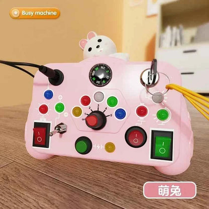 Montessori Busy Board Sensory Toys Cartoon with LED Light Switch Control Board Travel Activities Children Game for 2-4 Years Old