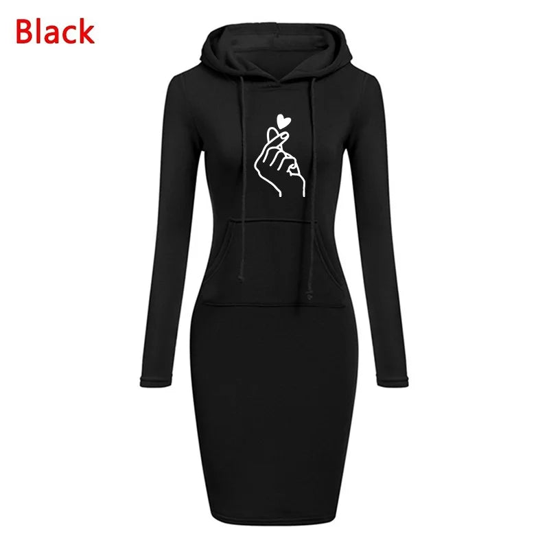 Ladies Dress Autumn Women Hooded Dresses Hoodies Women Sweatshirts Women Hoodies Dress Tops Ladies Clothing