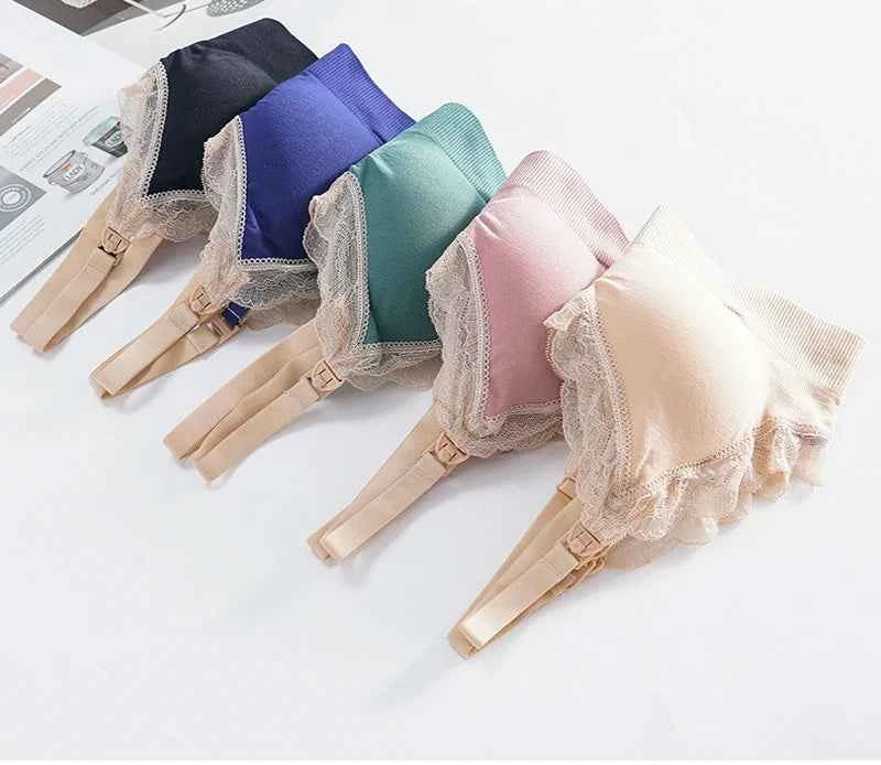 Wireless Front Open Nursing Bra Soft Lace Breathable Seamless Maternity Breastfeeding Bras Maternal Support For Pregnant Women