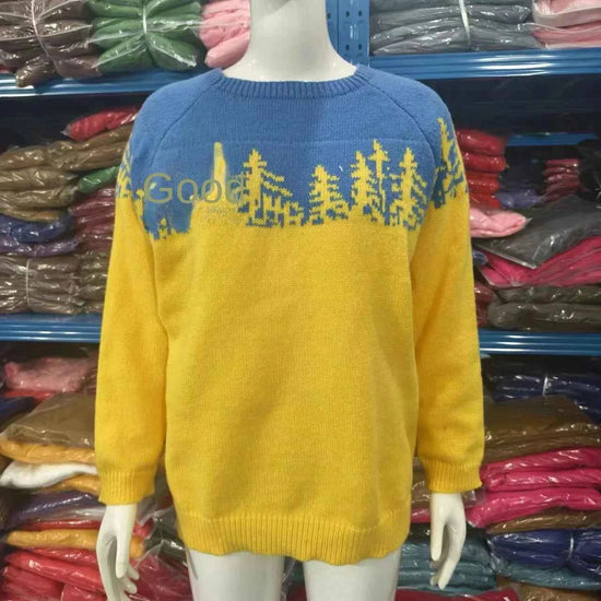 Spring Knitted Women's Sweater O-neck Long Sleeve Casual Loose Sweater Elegant Trendy Print Female Winter Fashion Ladies Clothes