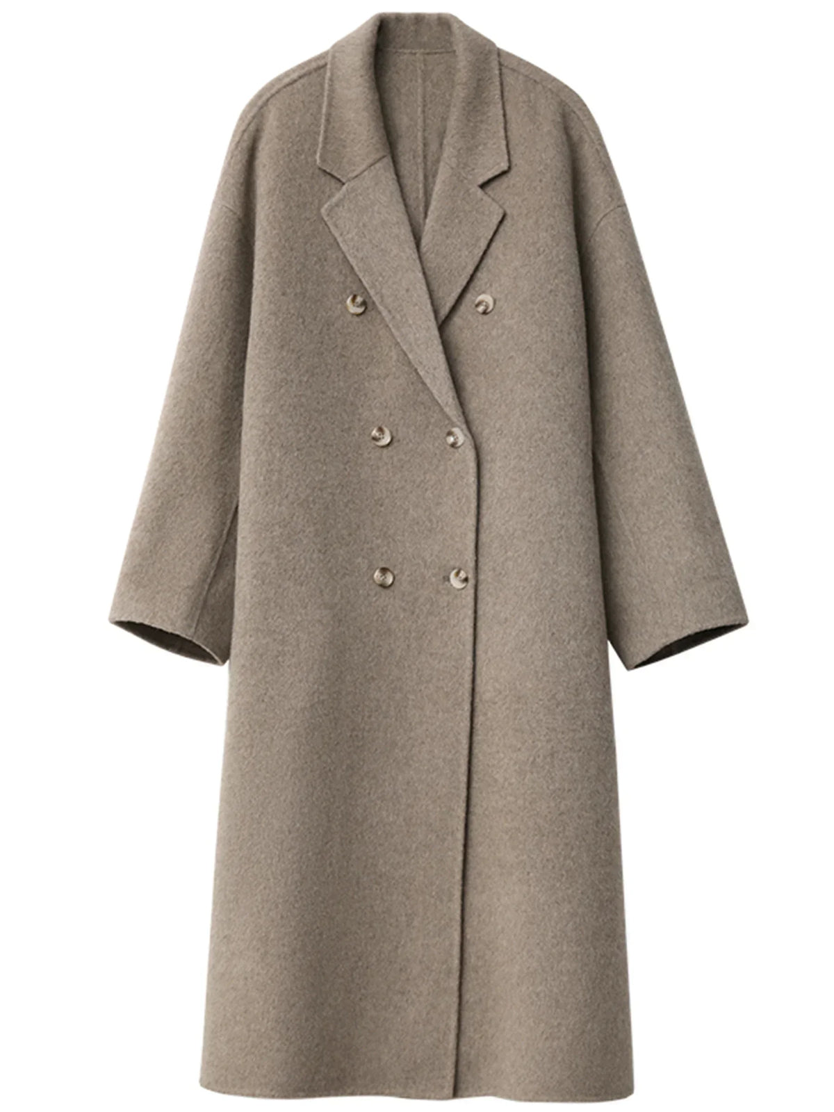 CHIC VEN Women Woolen Coat Double-breasted Basic Loose Casual Retro New Long Double-sided Female Overcoat Autumn Winter 2026