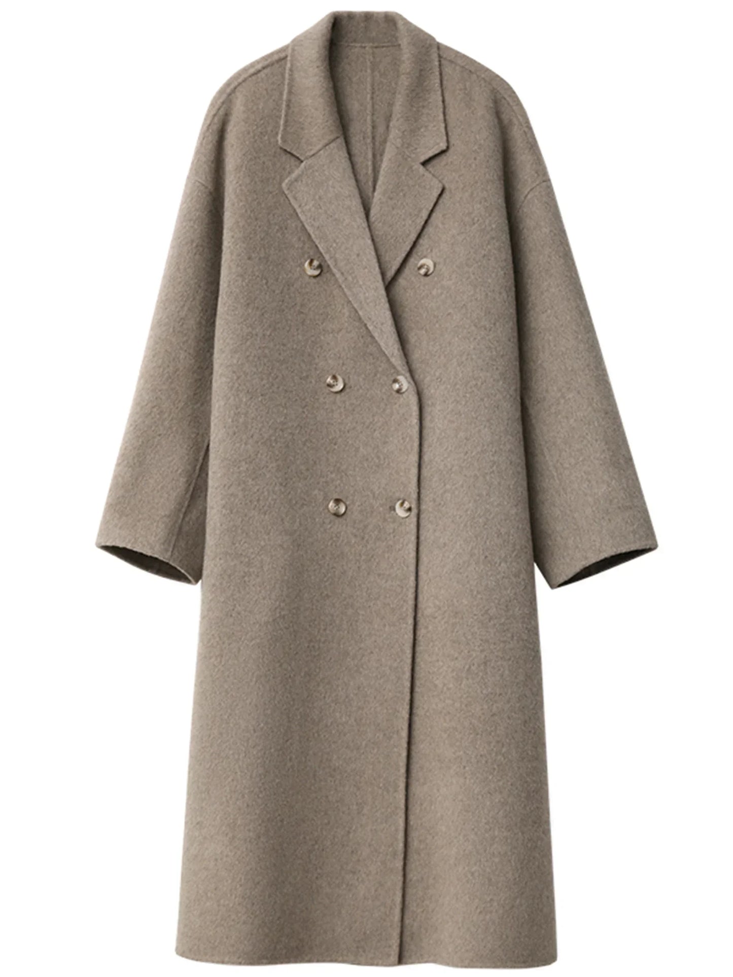 CHIC VEN Women Woolen Coat Double-breasted Basic Loose Casual Retro New Long Double-sided Female Overcoat Autumn Winter 2026