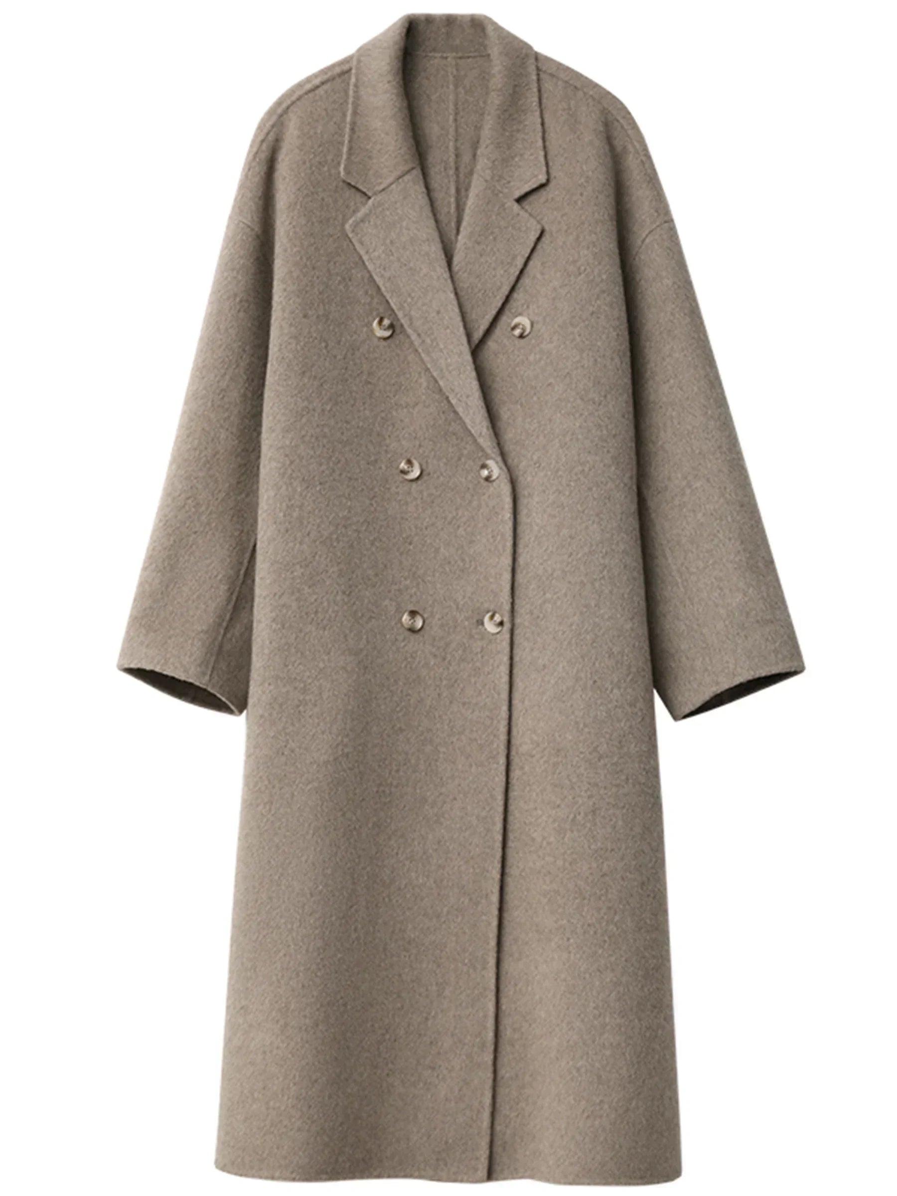 CHIC VEN Women Woolen Coat Double-breasted Basic Loose Casual Retro New Long Double-sided Female Overcoat Autumn Winter 2026
