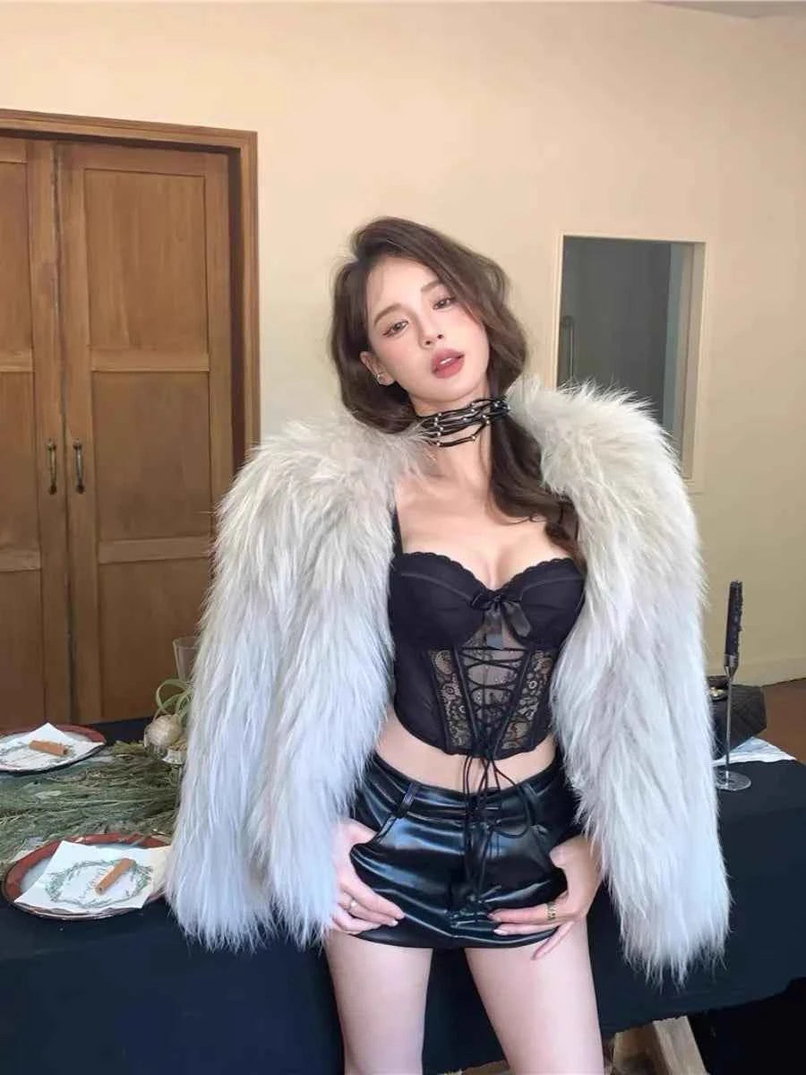 Thai Niche Style Halter Sexy Top & Vest Set Lace Boned Underbust Crop Top Pure Sweet Look Summer Fashion Layering Set UK MOYISU