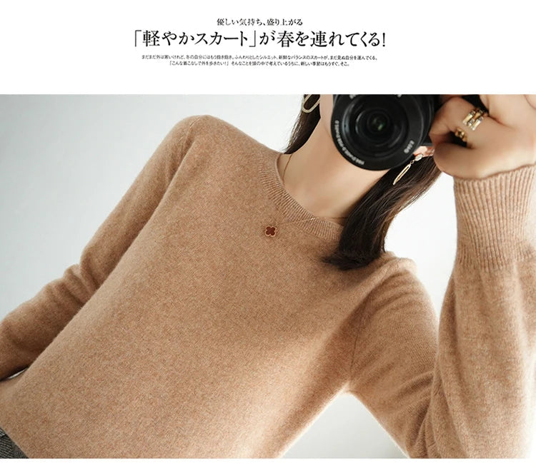 Autumn And Winter Cashmere Sweater Women's Crew Neck Pullover Casual Knitted Top Women's Short Undercoat Fashion 18 Colors SS69