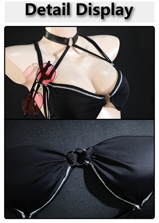 Kafka Honkai Star Rail Cosplay Swimsuit Set - Polyester Knit Summer Outfit
