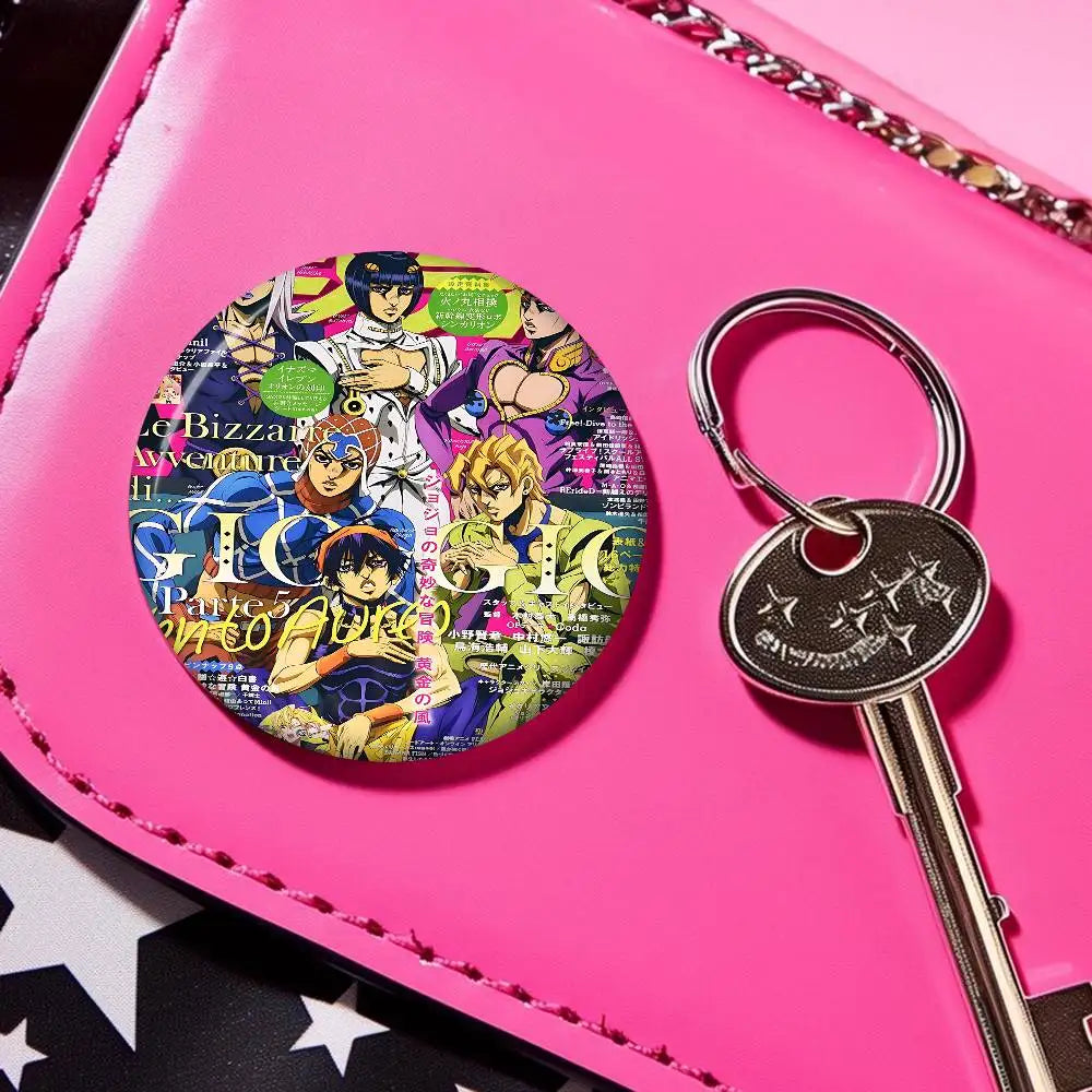 Anime JoJo Bizarre Adventure Soft Button Pin Round Metal Badge Lapel Pin Parts Gift Friends Kid Jewelry