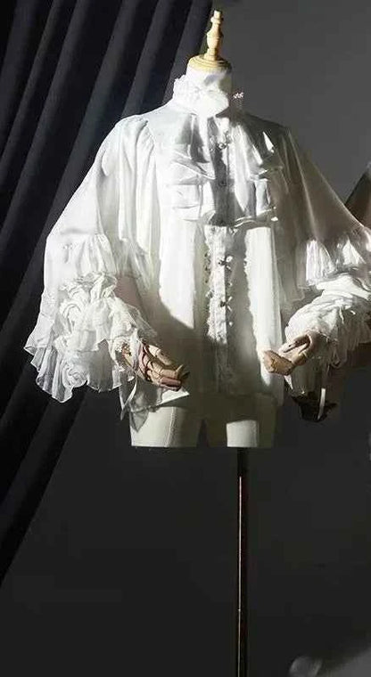 Japanese Kawaii Lolita Blouse Women Vintage Lantern Sleeve Shirt Y2k Aesthetic Lace Patchwork Tops Top Cospaly JK Loose Blusas