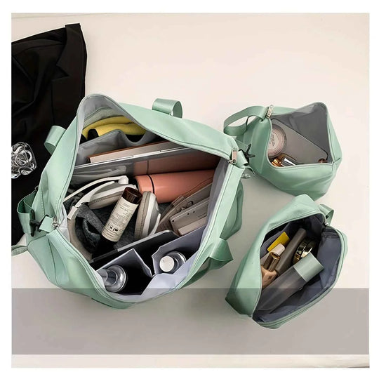 3PCS nylon travel bag set, large-capacity fashionable luggage bag, sports and fitness bag crossbody bag, suitable for daily use