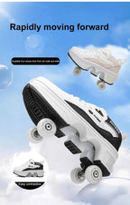 Deformation Shoes Roller Sneakers With 4 Wheels Skates Adult Kids Runaway Parkour Wheels Shoes For Women Men Youth Sport Shoes
