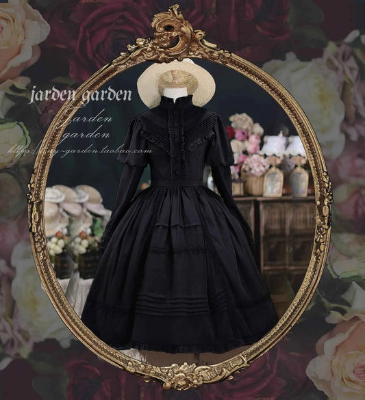2025 New Classical Long-sleeved Stand-up Collar Slim-fitting Dress Japanese Sweet and Cute Girl Lolita OP Mid-length Dresses