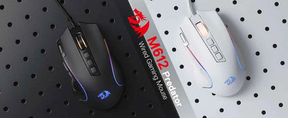 Redragon M612 Predator RGB Gaming Mouse 8000 DPI Wired Optical with 11 Programmable Buttons, White