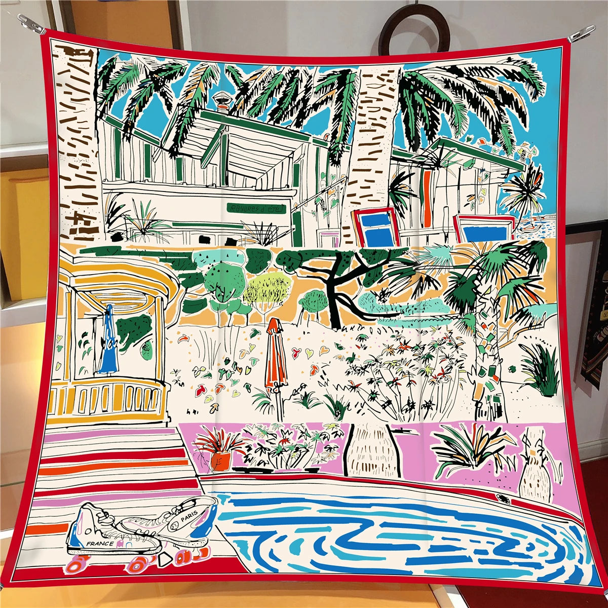 90cm Classic Checkered Horse Brand Square Scarf Women Twill Silk Scarf Shawl Hijab Luxury Bandana Foulard Neckerchief Head Scarf SS69 12.69 2390-21-27