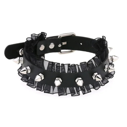 1Pc Harajuku Gothic Spike Rivet Star Necklaces Collares Hip Hop Rock Black Bowknot PU Lace Leather Sexy Y2K Girl Choker Jewelry SS69 8.69 W4705