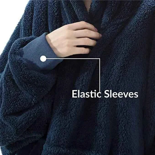 New Winter Women Double-faced Fleece Hoodie Blanket Oversize Large Pocket Warm Couple Loose Sweatshirts Women And Men Robe