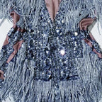 Custom rhinestones bodysuit tassels women Celebrate stage Team pole dance club party fashion leotard clothing