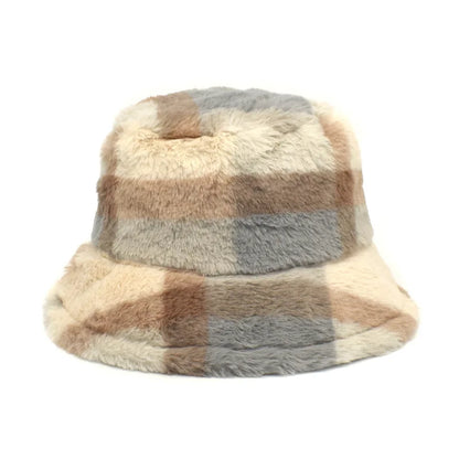 Winter Bucket Hat Women's Fashion Leopard Panama Warm Hats Female Vintage Faux Fur Fisherman Cap Hats For Women Dropshipping