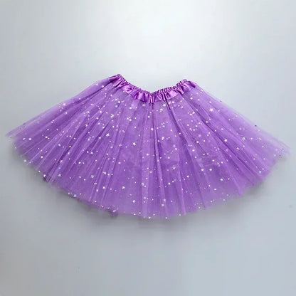 XMOMISEL Girls Sequined Star Tulle Tutu Skirt A-Line Mini Dancewear