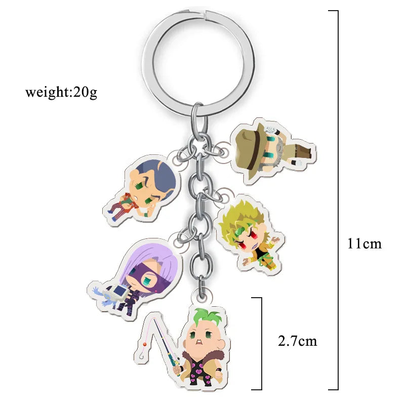 Anime Jojos Bizarre Adventure Keychains Cartoon Figure Acrylic Key Ring Kujo Jotaro Ghirga Narancia Bruno Key Chain Fans Gifts