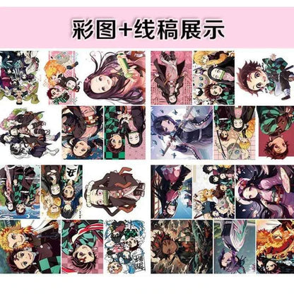Demon Slayer Anime Coloring Books Kamado Tanjirou Kamado Nezuko Painting Figure Hand Drawn Cartoon Line Draft Drawing Book Gifts