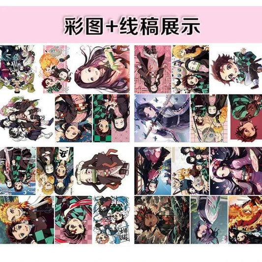 Demon Slayer Anime Coloring Books Kamado Tanjirou Kamado Nezuko Painting Figure Hand Drawn Cartoon Line Draft Drawing Book Gifts
