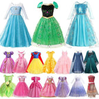 Girls Princess Dress Kids Elsa Anna Snow White Aurora Belle Rapunzel Peach Halloween Costume Children Birthday Party Clothes
