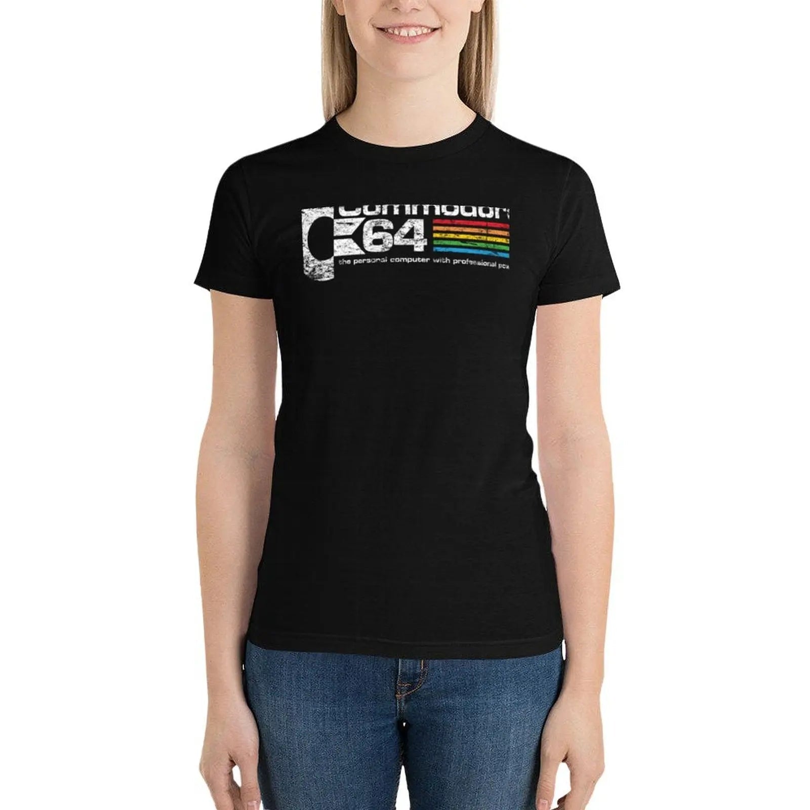 Commodore 64 T-Shirt tops Short sleeve tee Blouse T-shirts for Women SS69 24.69 Black / XXL