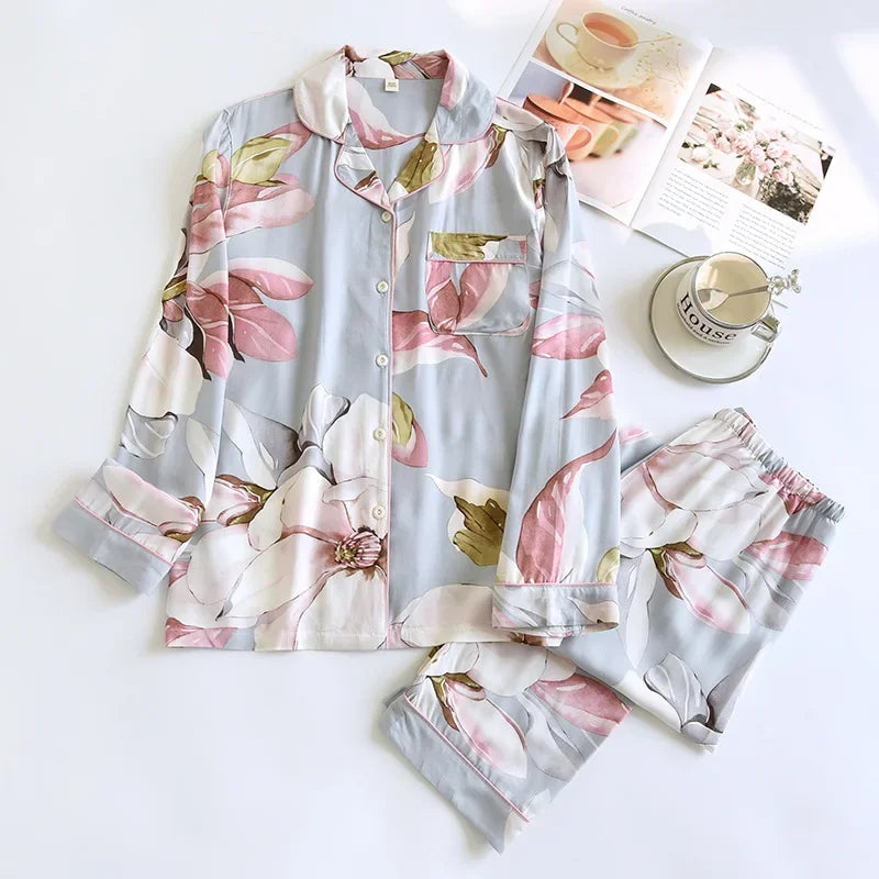 Spring / Summer New 100% viscose long-sleeved trousers pajamas SS69