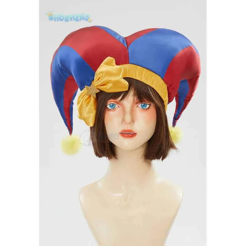 Adult  Digital Circus Cosplay Costumes Pomni Cosplay Masks Set Hat Jumpsuit Cartoon Christmas Halloween Party Cute Clown wig set