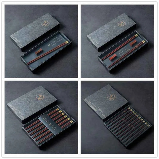 High Quality Premium Natural Red SandalWood Chopsticks Gift Box Packaging Household Cutlery Tableware Set Chinese Chopsticks