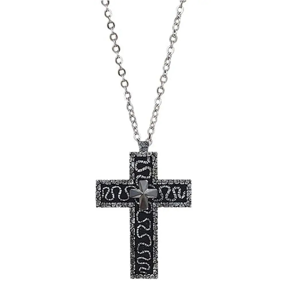 with Secret Compartment Cross Pendant Necklace Openable Stainless Steel Chain Pendant Necklace Vintage 3D Printed Charm Jewelry SS69