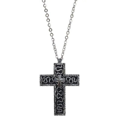 with Secret Compartment Cross Pendant Necklace Openable Stainless Steel Chain Pendant Necklace Vintage 3D Printed Charm Jewelry SS69