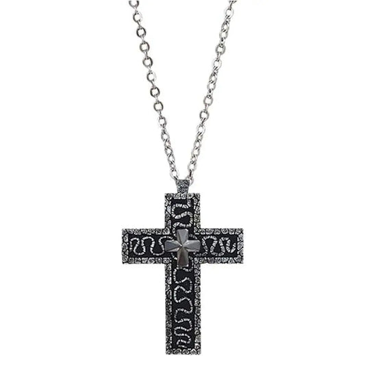 with Secret Compartment Cross Pendant Necklace Openable Stainless Steel Chain Pendant Necklace Vintage 3D Printed Charm Jewelry SS69