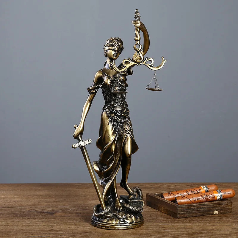 Themis Goddess of Justice Resin Statue - Antique Style Office Decor